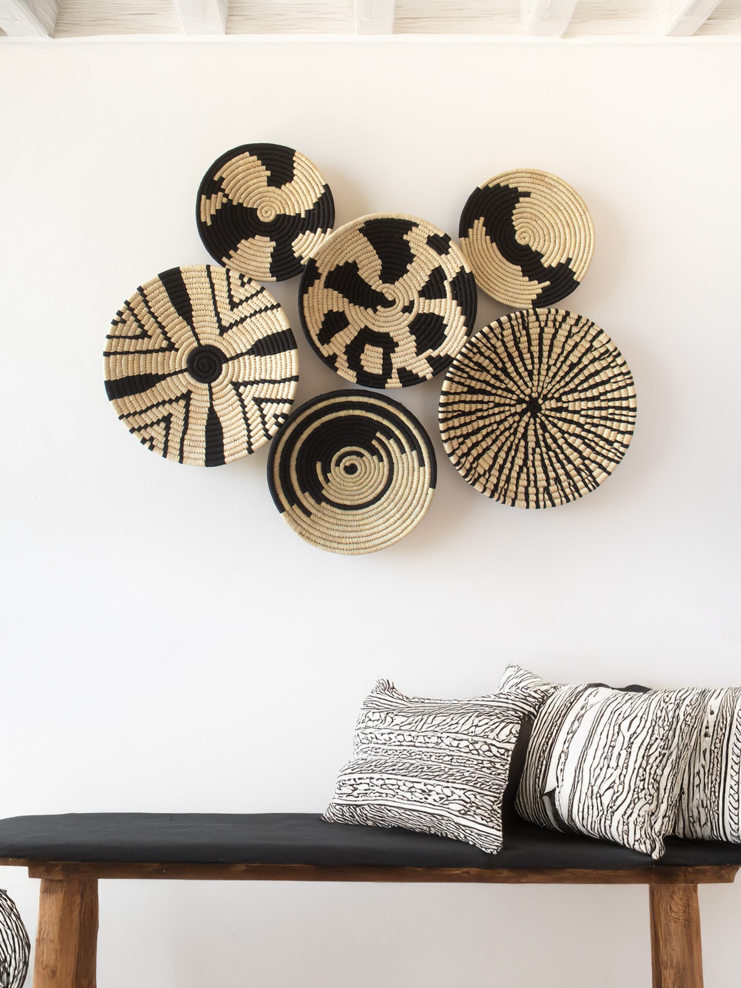 Black Wild Waves wall baskets